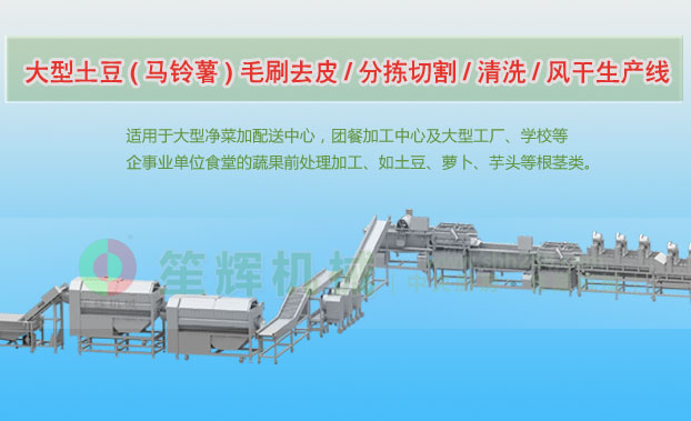 永嘉连续式土豆去皮清洗切割风干生产线